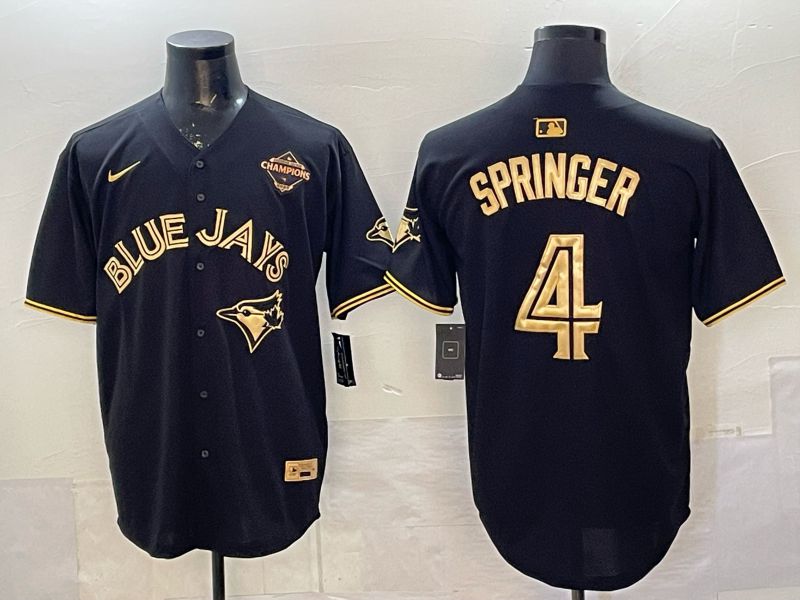Men Toronto Blue Jays #4 Springer Black Gold 5th Throwback 2026 Nike MLB Jersey style 01